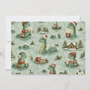 Cartão De Agradecimento Nessie do Natal Monstro do Lago Ness Aconchegante 