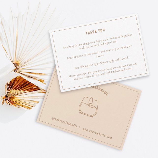 Cartão De Agradecimento Neutral Beige Candle Love Insert Note For Customer (Criador carregado)