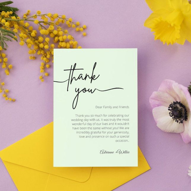 Cartão De Agradecimento Neutral Black and White Minimalist Wedding (Neutral Black and White Minimalist Wedding Thank You Card)