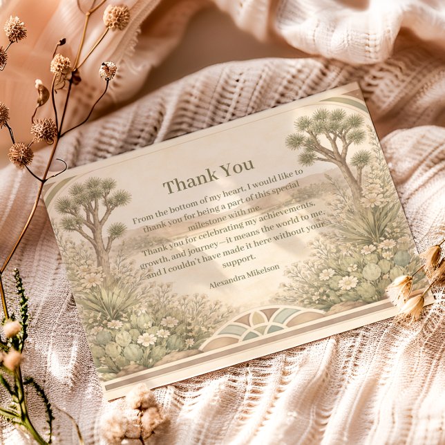 Cartão De Agradecimento Neutral Desert Floral Birthday (Criador carregado)