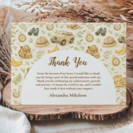 Cartão De Agradecimento Neutral Safari Animals Wild One First Birthday