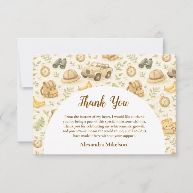 Cartão De Agradecimento Neutral Safari Animals Wild One First Birthday (Frente)