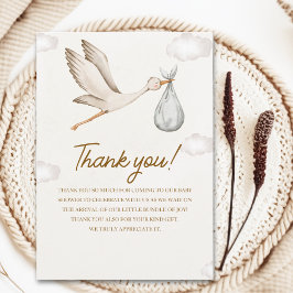 Cartão De Agradecimento Neutral Stork Baby Shower – Gender Neutral Design