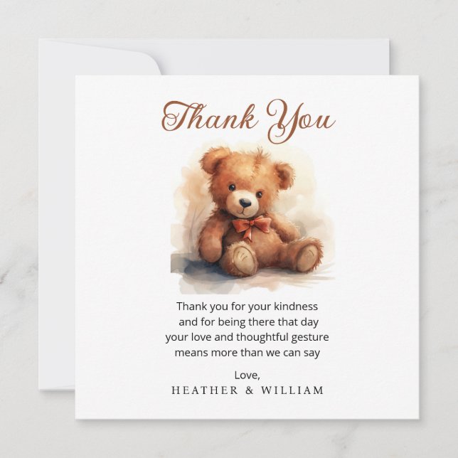 Cartão De Agradecimento Neutral Teddy Bear Baby Shower Thank You (Frente)