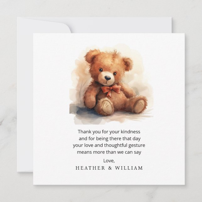 Cartão De Agradecimento Neutral Teddy Bear Baby Shower Thank You (Frente)