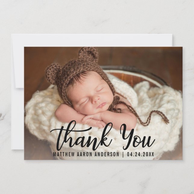 Cartão De Agradecimento New Baby Modern Obrigado Blam Card (Frente)