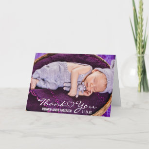Cartão De Agradecimento New Baby Modern Photo Thank You Heart Note Card