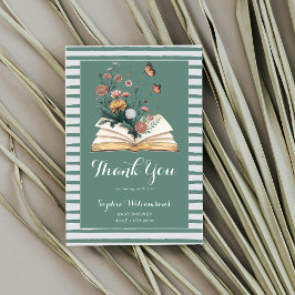 Cartão De Agradecimento New Chapter Storybook Book Flowers Baby Shower 
