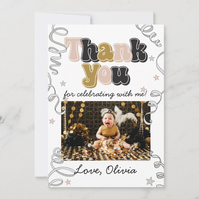 Cartão De Agradecimento New Years Eve Birthdayt Thank You Photo Card (Frente)
