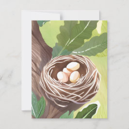 Cartão De Agradecimento Ninho de Pássaro | Ovos de Aquarela Natureza