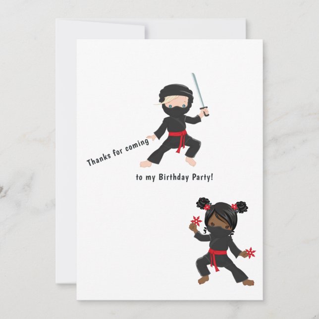 Cartão De Agradecimento Ninja Birthday (Frente)