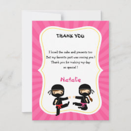 Cartão de Agradecimento Ninja Menina - Aniversário