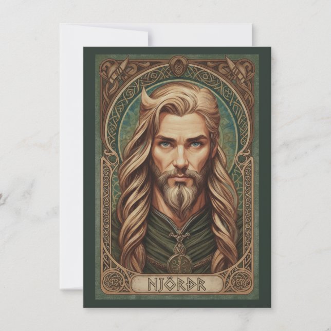 Cartão De Agradecimento Njordr Norse God Art Flat Thank You Card (Frente)