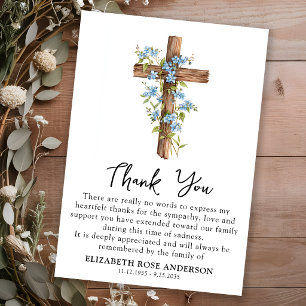 Cartão De Agradecimento Nó Floral Forget Me Funeral Cruz de Madeira Simpat