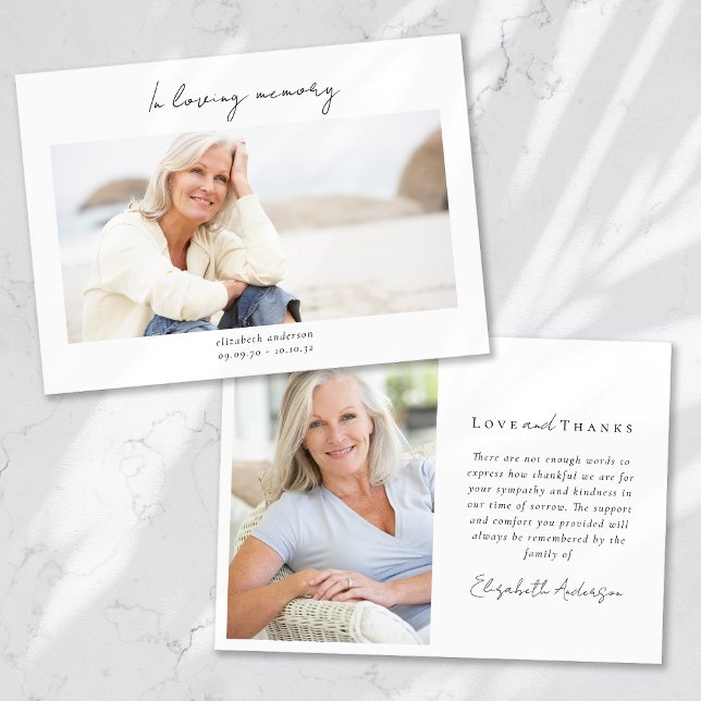 Cartão De Agradecimento No Loving Memory 2 Photo Sympathy (Criador carregado)