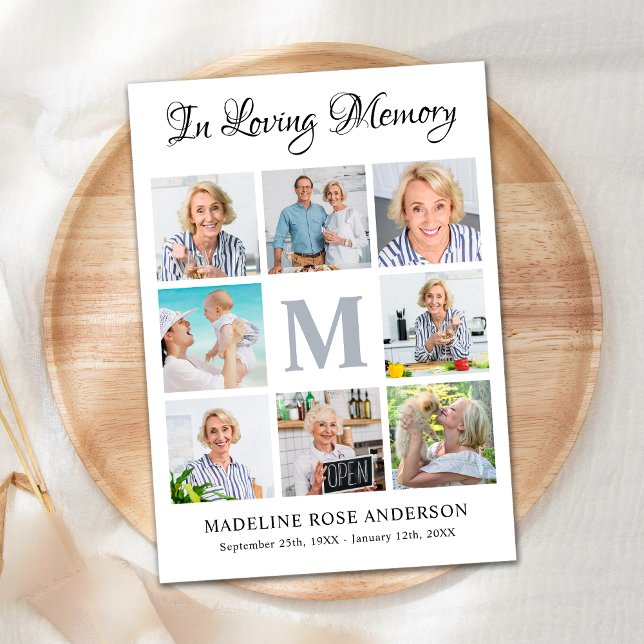 Cartão De Agradecimento No Loving Memory 8 Photo Collage Simpatia Funeral (Criador carregado)