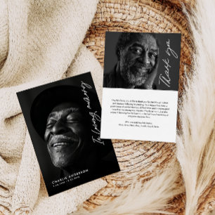Cartão De Agradecimento No Loving Memory Modern Script 2-Photo Funeral