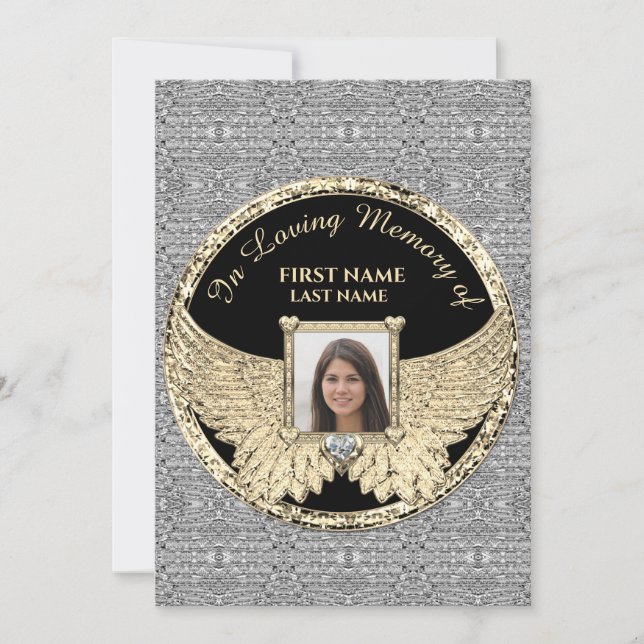 Cartão De Agradecimento No Loving Memory Photo Silver e Dourado   (Frente)