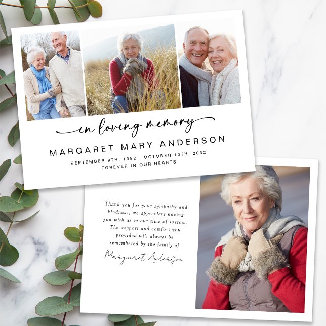 Cartão De Agradecimento No Loving Memory Quatro Fotos Simpatia Funeral (Criador carregado)