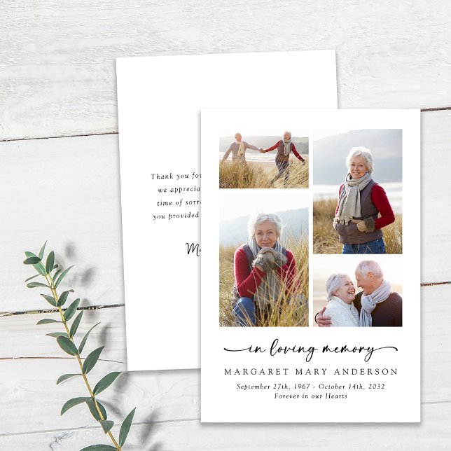 Cartão De Agradecimento No Loving Memory Quatro Fotos Simpatia Funeral (Criador carregado)