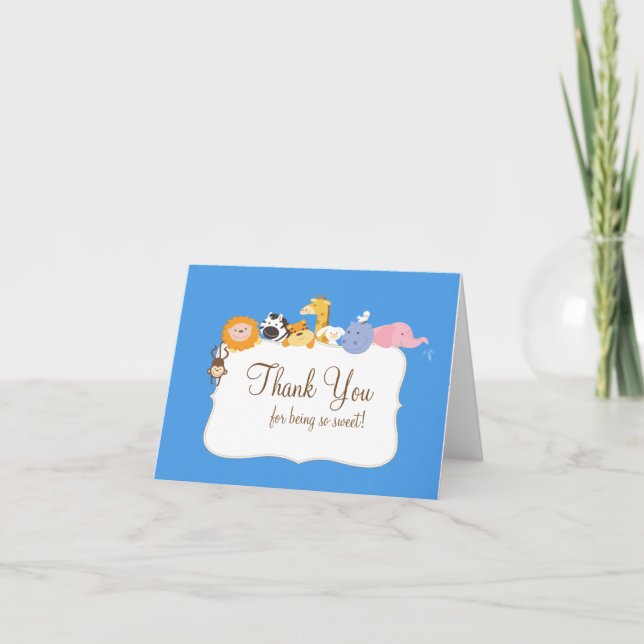 Cartão De Agradecimento Noah's Ark Animals Thank You Note Card (Frente)