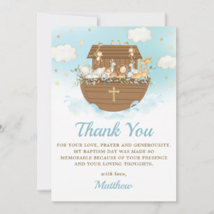 Cartão De Agradecimento Noah's Ark Cute Animal Boy Baptism Christening