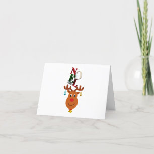 Cartão De Agradecimento Noel Deer Bells Bauble Rudolf Snowflakes Natal