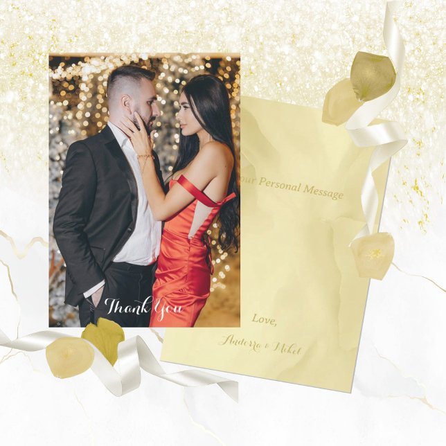 Cartão De Agradecimento Noelle de Aquarela Dourada (Criador carregado)