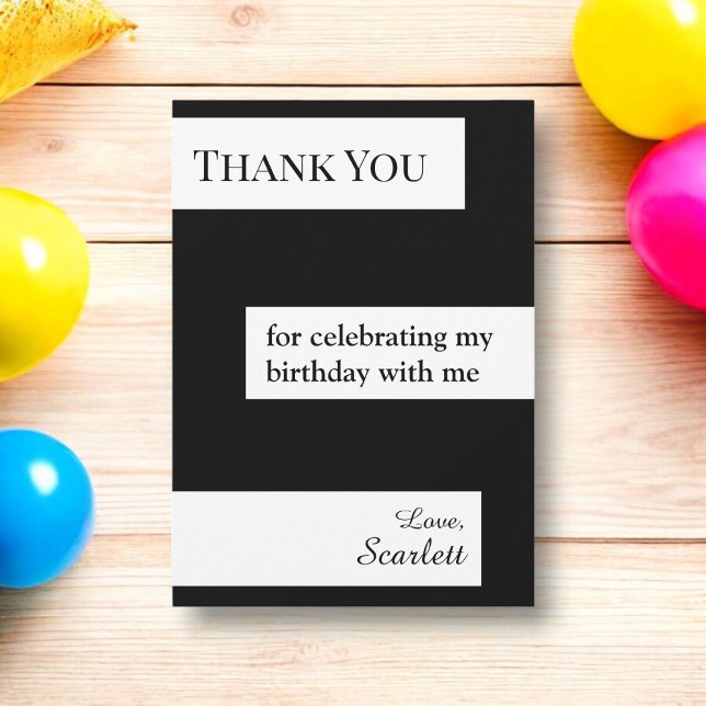 Cartão De Agradecimento Noite Elegante Mínimo Preto E Branco (Criador carregado)