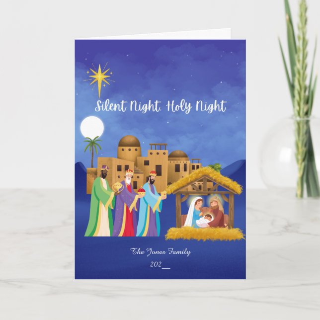 Cartão De Agradecimento Noite Silenciosa, Noite Santa (Frente)