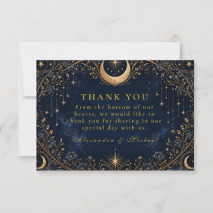 Cartão De Agradecimento Noites Estreladas Elegantes Casamento Celestial