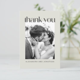 Cartão De Agradecimento Noiva Casamento Foto Floral Boho Rustic Sage Taupe