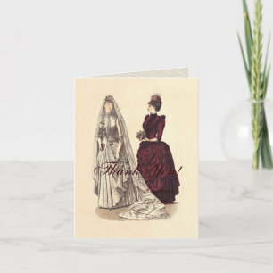Cartão De Agradecimento Noiva Casamento Vintage Mulheres