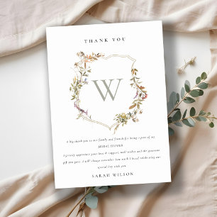 Cartão De Agradecimento Noiva com Crista de Flor Silvestre Rosa Escuro Blu