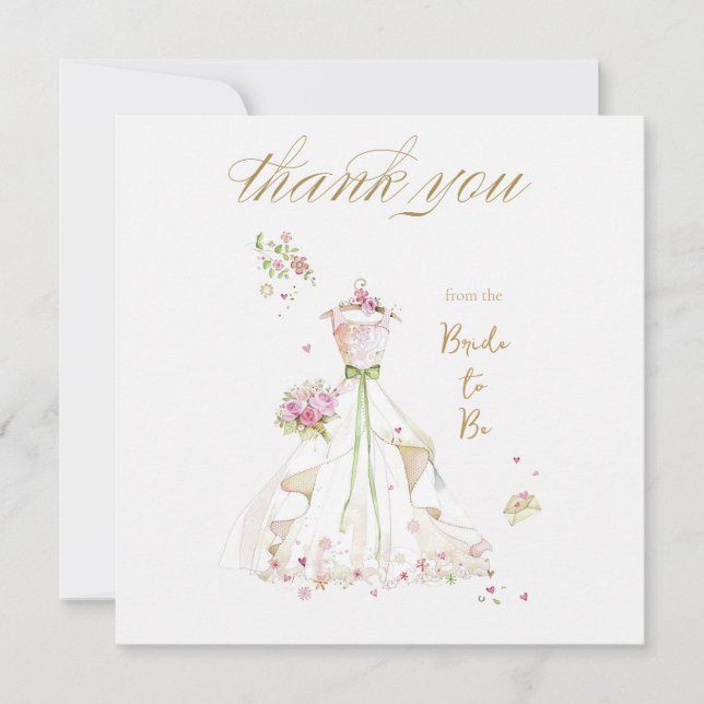 Cartão De Agradecimento Noiva Corada em Flor Noiva para Casar (Frente)