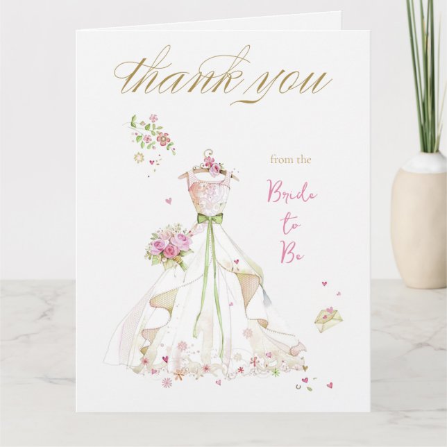 Cartão De Agradecimento Noiva Corada em Flor Noiva para Casar (Frente)