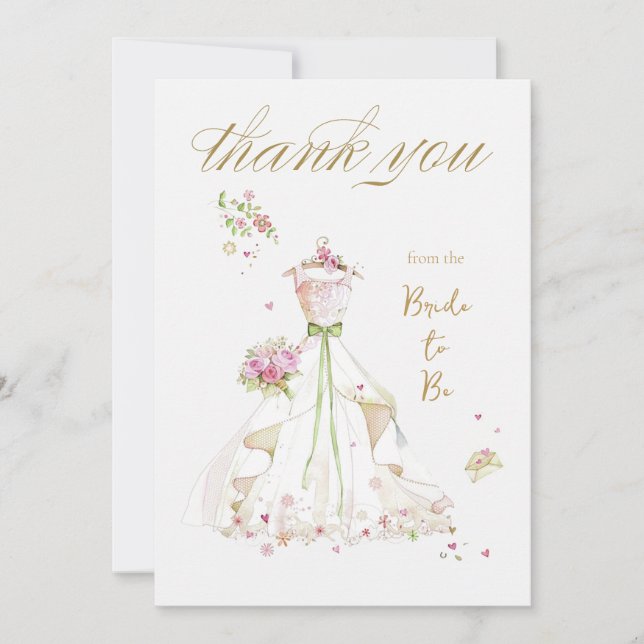 Cartão De Agradecimento Noiva Corada em Flor Noiva para Casar (Frente)