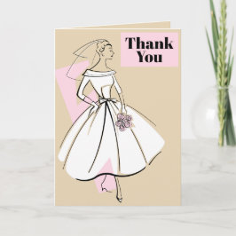 Cartão De Agradecimento Noiva da Moda Neutra Obrigado bege