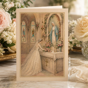 Cartão De Agradecimento Noiva do Altar Mariano Buquê de Noiva Casamento
