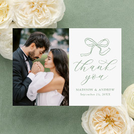 Cartão De Agradecimento Noiva Elegante em Verde Sálvia Arco Foto Casamento