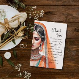 Cartão De Agradecimento Noiva em Lehenga Choli Festa de Noivado Étnica Ind