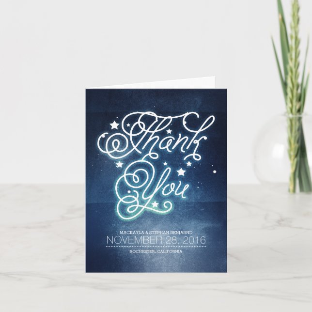 Cartão De Agradecimento Noiva Enchanted Agradecendo Casamento Estrelado (Frente)