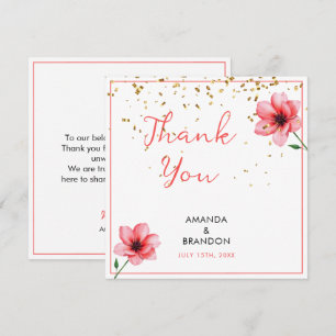 Cartão De Agradecimento Noiva Rosa Floral Confete Quadro Casamento Chic