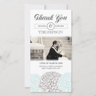 Cartão De Agradecimento Noivado De Casamento Aqua Flores Obrigado Foto