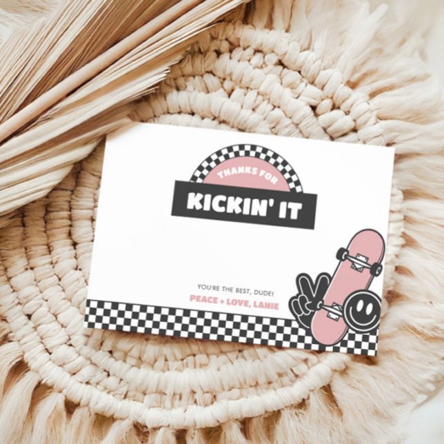 Cartão De Agradecimento Noivado do Skateboard Checkered Girls (Criador carregado)