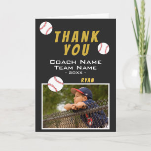 Cartão De Agradecimento Nome da Equipe do Jogador de Beisebol Foto Treinad