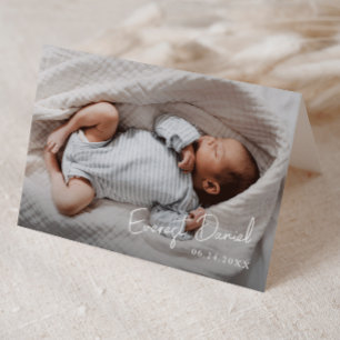 Cartão De Agradecimento Nome de Bebê em Script Moderno Foto