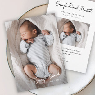 Cartão De Agradecimento Nome de Bebê em Script Moderno Foto 