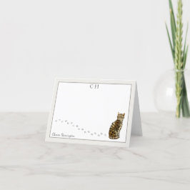 Cartão De Agradecimento Nome do Monograma da Cinza de Gato de Bengala