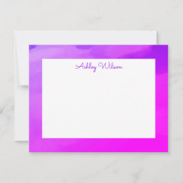 Cartão De Agradecimento Nome manuscrito roxo simples gradiente de aquarela